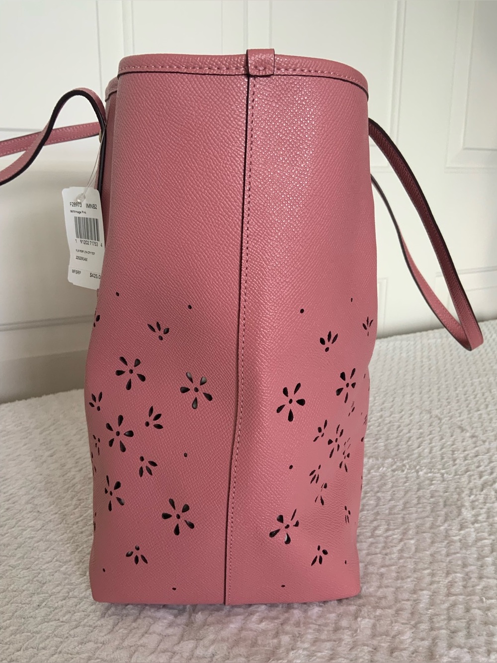 Coach Floral Perforated Leather Tote bag - Picture 3 of 14